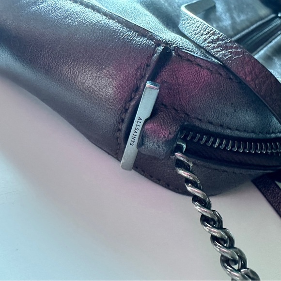 AllSaints Metallic Brown Leather Chain Crossbody Bag - Picture 14 of 14